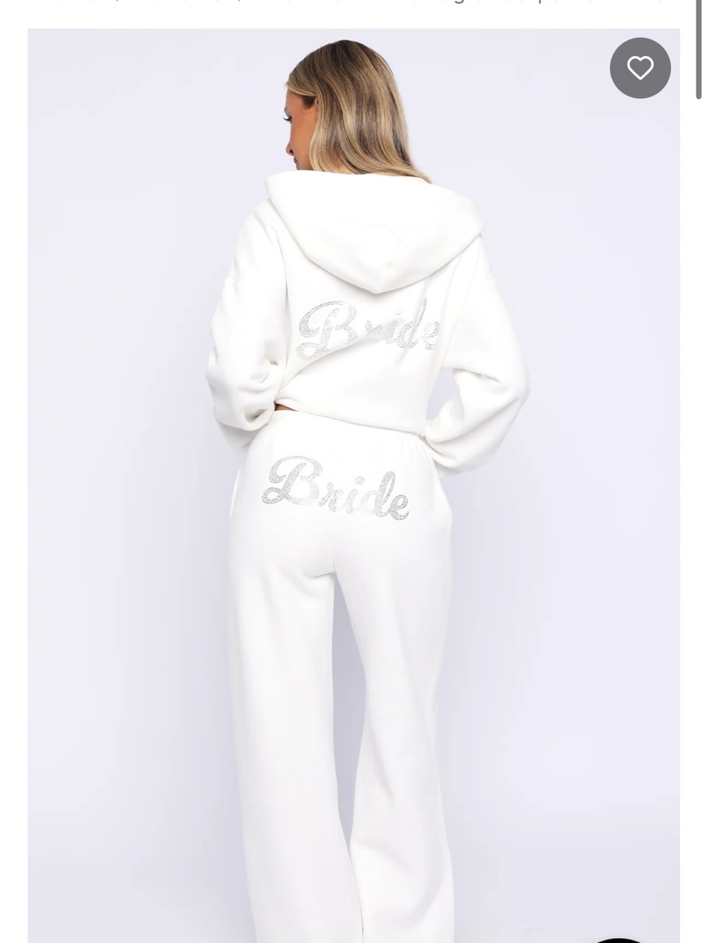 White Fox Boutique White 'Bride' Embellished Lounge Joggers